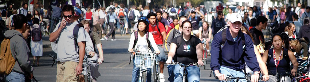 Photo: Students riding bikes around campus