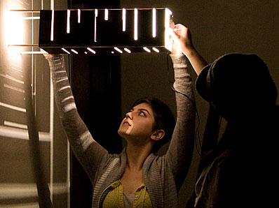 Photo: Student demonstrates light design